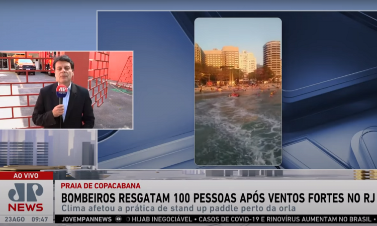 Frame do Jornal da Manhã com a participação de Rodrigo Viga