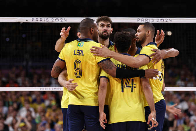 2024.08.02 - Jogos Olímpicos Paris 2024 - Vôlei masculino - Brasil vence o Egito no último jogo da primeira fase. - Foto: Miriam Jeske/COB