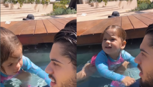 Zé Felipe gravou um vídeo logo após pular na piscina para salvar a filha