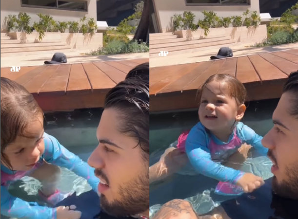 Zé Felipe gravou um vídeo logo após pular na piscina para salvar a filha