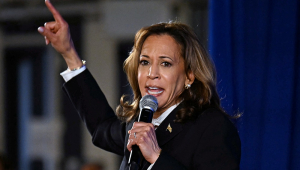 US Vice President and Democratic presidential candidate Kamala Harris speaks at a watch party after a presidential debate with former US President and Republican presidential candidate Donald Trump at the Cherry Street Pier in Philadelphia, Pennsylvania, on September 10, 2024. (Photo by Jim WATSON / AFP)