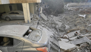 Um prédio destruído no bairro de Haret Hreik, nos subúrbios ao sul de Beirute, após ataques militares israelenses