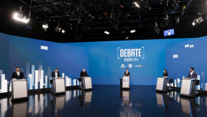 Vista geral do debate promovido pelo SBT, na capital paulista