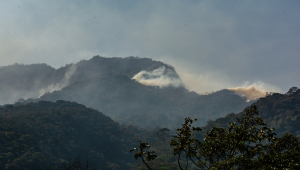 Queimada consome área do Parque Nacional da Serra dos Órgaos (Parnaso), nos bairros Caxambu e Morin, neste sábado (14), em Petrópolis, cidade da região serrana do Estado Rio de Janeiro