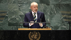 O presidente do Brasil, Luiz Inácio Lula da Silva, discursa durante o Debate Geral da 79ª sessão da Assembleia Geral das Nações Unidas na sede da ONU