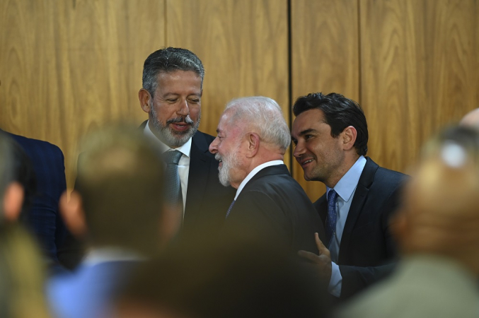 Presidente Lula, Presidente da Câmara dos Deputados Arthur Lira e Ministro Celso Sabino