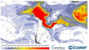 Imagem de satélite divulgada pelo Copernicus,