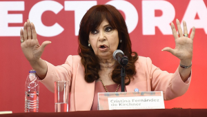 A ex-presidente argentina Cristina Fernandez de Kirchner discursa durante o evento "Realidade Política e Eleitoral na América Latina" no Centro Cultural do México Contemporâneo, na Cidade do México