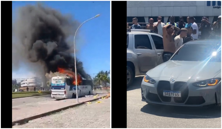 Torcedores do Peñarol são detidos por incêndio em ônibus no Rio, em confusão que envolveu até jogador do Flamengo