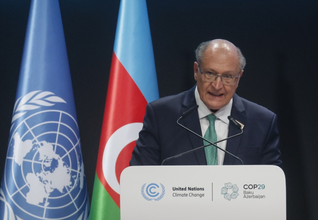 O Vice-Presidente do Brasil, Geraldo Alckmin, discursa na Conferência das Nações Unidas sobre Mudança Climática