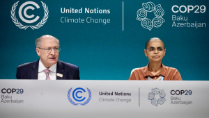 Geraldo Alckmin e Marina Silva em coletiva na COP29