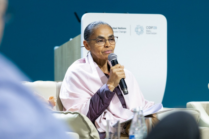 Marina Silva discursa durante a COP29 em Baku, no Azerbaijão