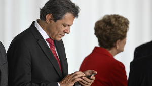 O ministro da fazenda, Fernando Haddad, durante visita do presidente da China, Xi Jinping, ao Palácio da Alvorada