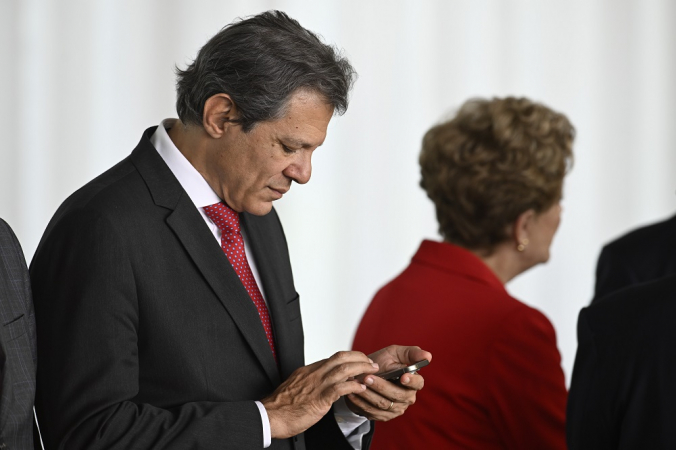 O ministro da fazenda, Fernando Haddad, durante visita do presidente da China, Xi Jinping, ao Palácio da Alvorada