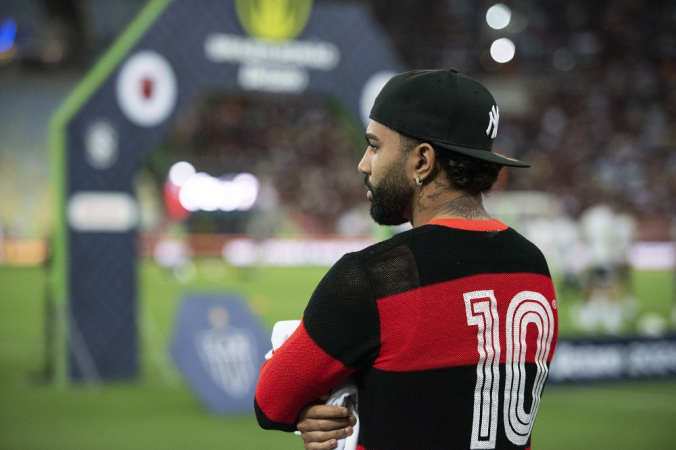 O jogador Gabigol, do Flamengo, durante partida entre Flamengo x Atlético MG, válida pelo Campeonato Brasileiro