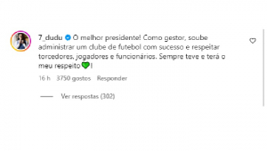 Dudu elogia Maurício Galiotte como o ‘melhor presidente’ do Palmeiras