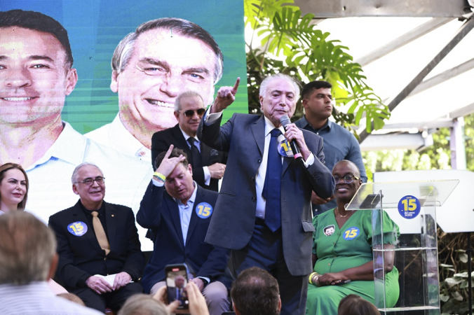 O ex-presidente da República, Michel Temer, participa de evento de campanha do atual prefeito e candidato à reeleição à Prefeitura de São Paulo, Ricardo Nunes