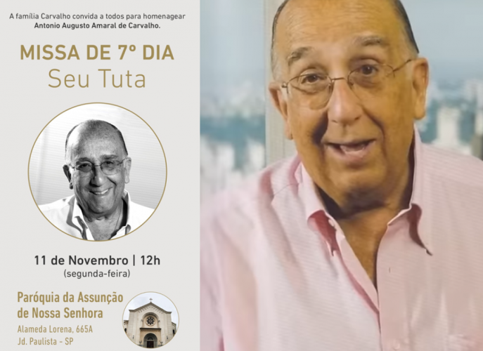 Missa de sétimo dia em homenagem a Seu Tuta será realizada nesta segunda-feira