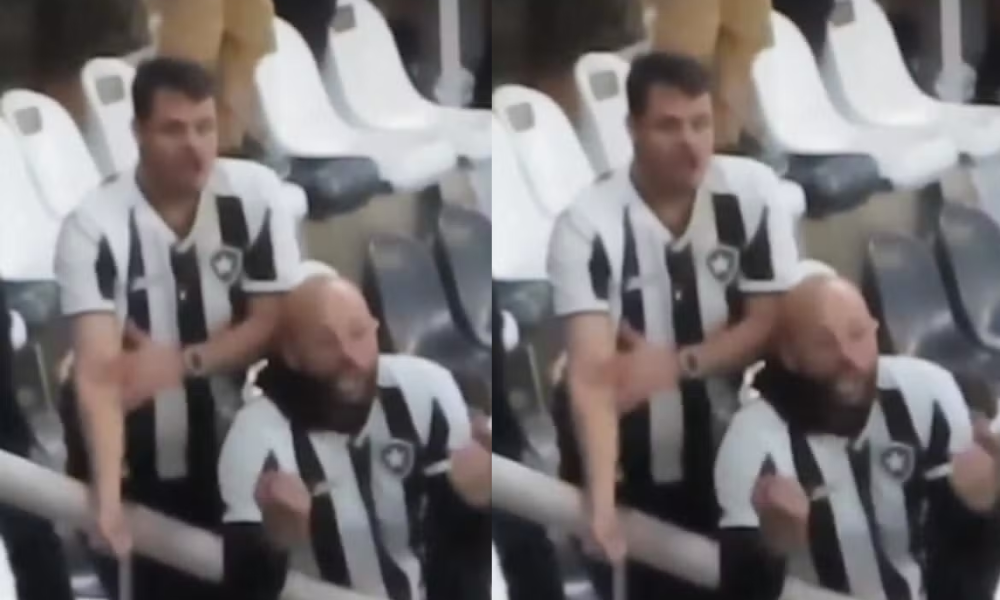 Torcedor do Botafogo é flagrado fazendo gestos racistas