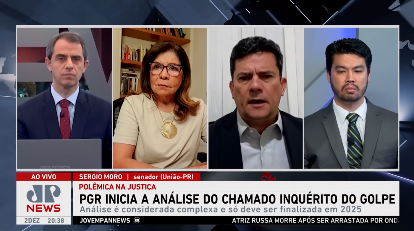 Sergio Moro conversa com Thiago Uberreich, Dora Kramer e Nelson Kobayashi no Jornal Jovem Pan