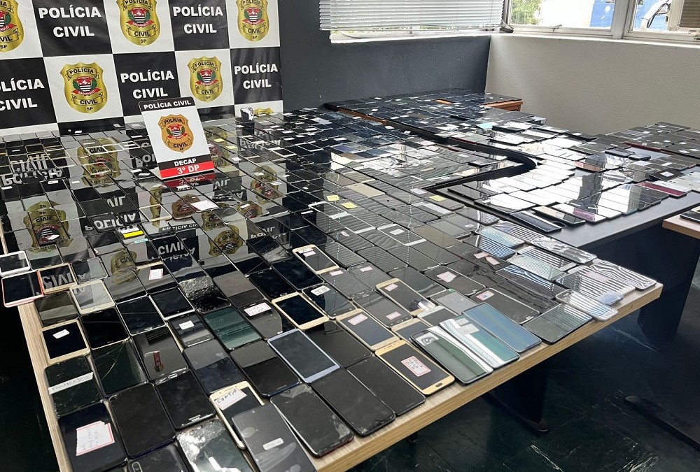 Celulares apreendidos pela Polícia Civil