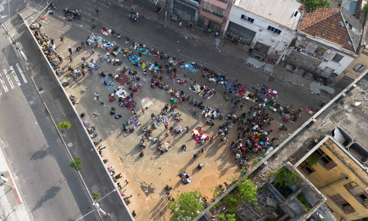 Veduta della località conosciuta come Cracolândia, nel quartiere Luz, nel centro di San Paolo