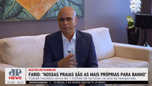 O prefeito de Guarujá, Farid Maid, concede entrevista à Jovem Pan