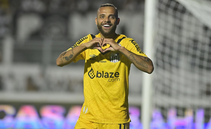 GOL DO JOGADOR GUILHERME DO SANTOS, DURANTE PARTIDA ENTRE PONTE PRETA X SANTOS, VÁLIDA PELA 2ª RODADA DO CAMPEONATO PAULISTA, REALIZADA NO ESTÁDIO MOISES LUCARELLI, EM CAMPINAS, NA NOITE DESTE DOMINGO (19).