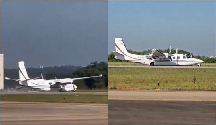 Avião realiza pouso de ‘barriga’ em Sorocaba após falhas nos trens de pouso