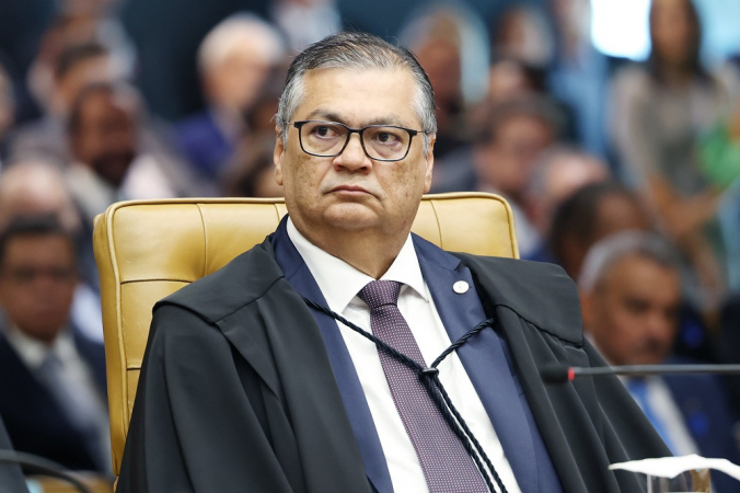 O ministro Flávio Dino durante sessão solene de abertura do Ano Judiciário