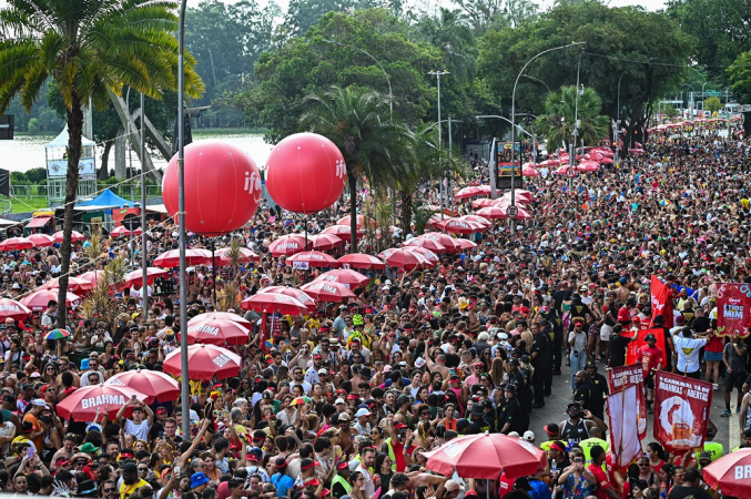 O cantor Alceu Valença comanda o Bloco Bicho Maluco Beleza, durante o carnaval de rua de São Paulo, no Parque do Ibirapuera, na zona sul