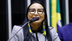 A deputada federal Silvia Waiãpi no plenário da Câmara dos Deputados