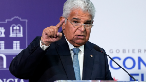 Panama’s President Jose Raul Mulino speaks during a press conference after a meeting with US Secretary of State Marco Rubio (not in frame) at the presidential palace in Panama City on February 2, 2025. Panamanian President Jose Raul Mulino said on March 3, 2025, that Donald Trump is "lying" following the US leader's assertion that the United States is taking back the Panama Canal.