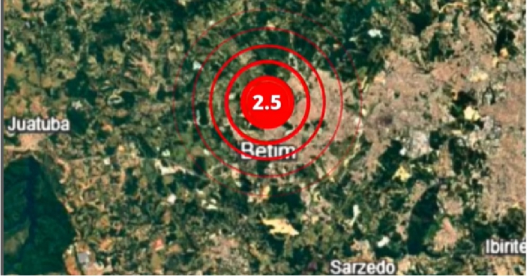 Tremor de terra com magnitude de 2,5 é registrado em Betim, MG