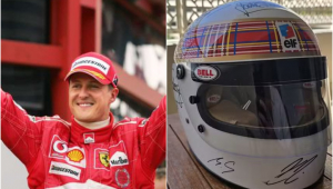 Schumacher assinou capacete para leilão beneficente com ajuda da mulher