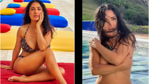 Salma Hayek surpreende seguidores ao compartilhar vídeo de topless aos 58 anos