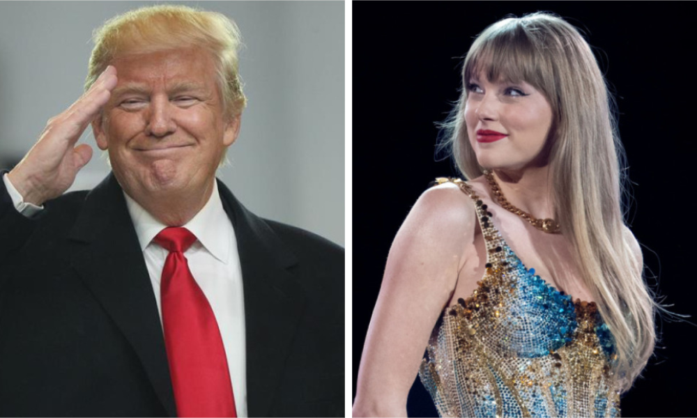 O presidente dos EUA, Donald Trump, e a cantora Taylor Swift
