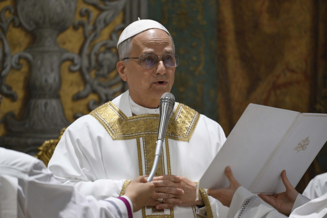 Leão XIV em primeira missa como papa