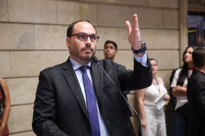 O vereador Carlos Bolsonaro na Câmara do Rio de Janeiro