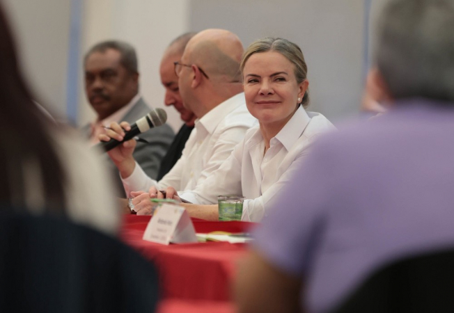 Gleisi Hoffmann durante Reunião seguida de Almoço no Sindicato dos Metalúrgicos do ABC