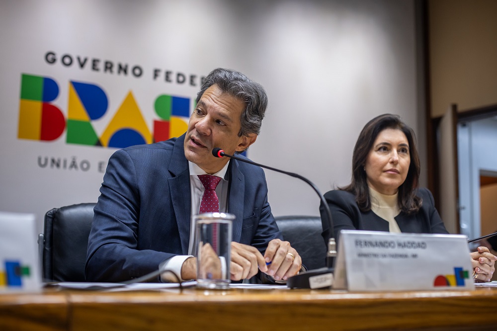 Fernando Haddad e Simone Tebet em Coletiva de imprensa do Relatório Bimestral de Avaliação de Receitas e Despesas
