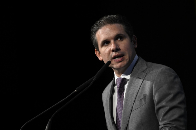 O presidente da Câmara dos Deputados, Hugo Motta, durante a abertura da 25ª Marcha Anual de Prefeitos da Confederação Nacional de Municípios