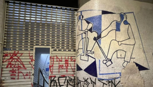 Vandalismo: dupla ataca mural histórico de Di Cavalcanti no centro de SP