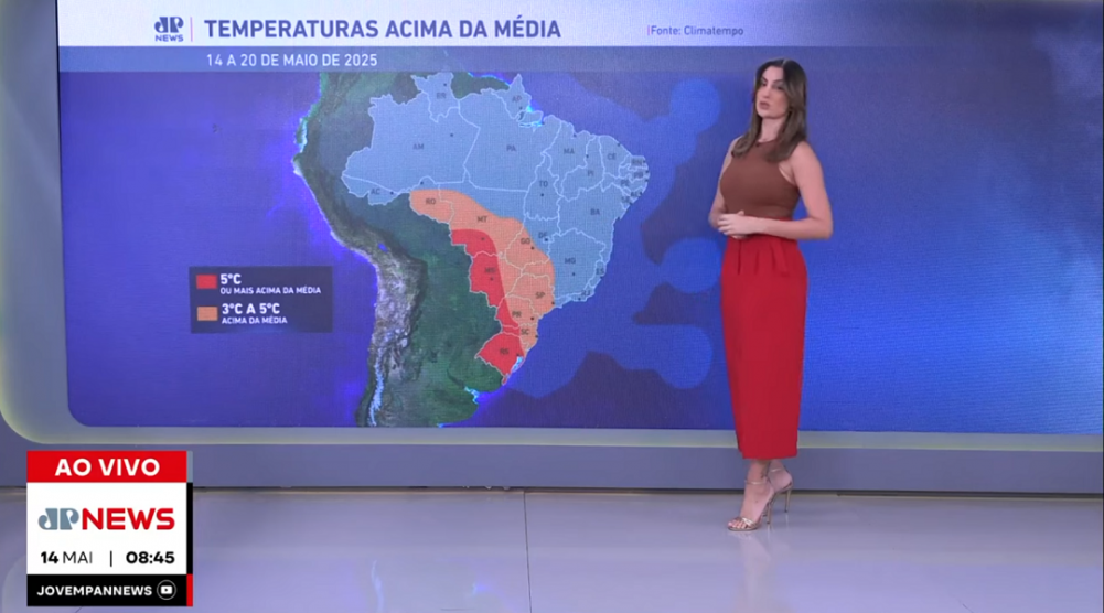 Paula Nobre mostra as regiões que serão afetadas pelo veranico