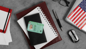 Vista superior sobre a aplicação do green card