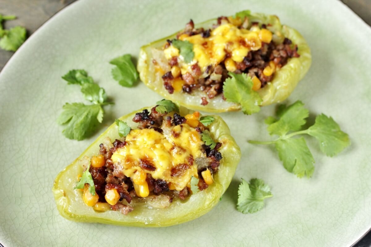 Chuchu recheado com carne moída 