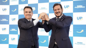 Ciro Nogueira, presidente do PP, e Antônio Rueda, presidente do União Brasil, no lançamento da federação União Progressista