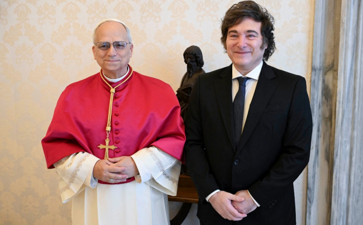 Papa Leão 14 recebeu presidente da Argentina Javier Milei no Vaticano neste sábado (7)