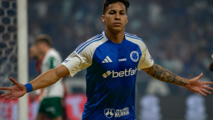 Kaio Jorge jogador do Cruzeiro comemora seu gol durante partida contra o Palmeiras