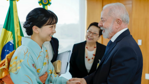 11.06.2025 - Princesa Imperial do Japão, Kako de Akishino Presidente da República, Luiz Inácio Lula da Silva, recebe a visitada da Princesa Imperial do Japão, Kako de Akishino. Palácio do Planalto, Brasília - DF. Foto: Ricardo Stuckert / PR